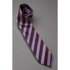 Bresciani Neckwear Tie Purple Pink Diagonal Stripe Pattern 100% Silk JBHS